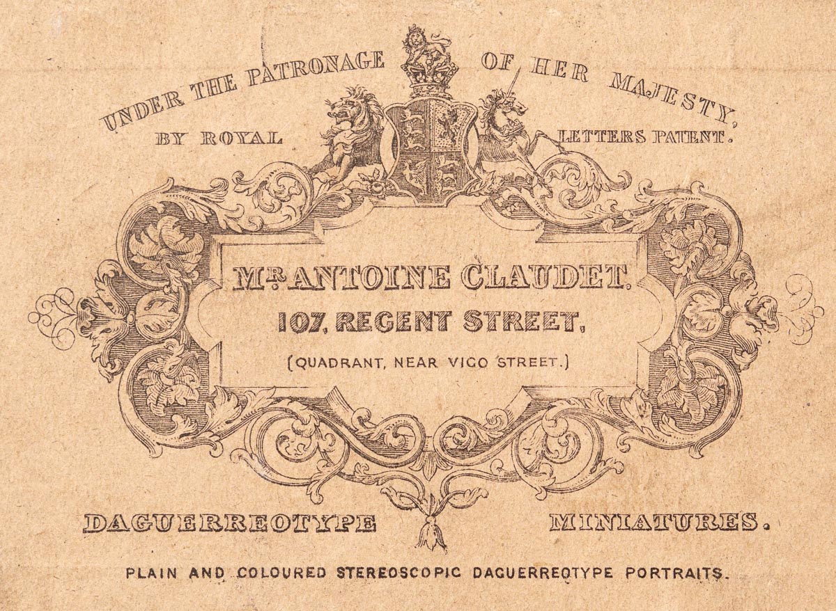The reverse of a stereo daguerreotype, Antoine Claudet, England, 1857 The reverse of a stereo daguerreotype, Antoine Claudet, England, 1857
