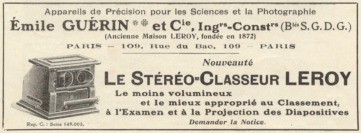 Stéréo-Classeur Leroy 6 x 13, Guérin, France