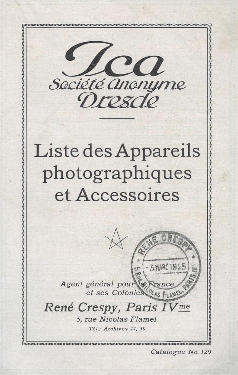 ICA Liste des Appareils photographiques et Accessoires