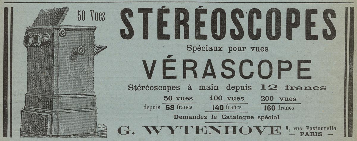 Wytenhove stereoscopes advertisement from 1897