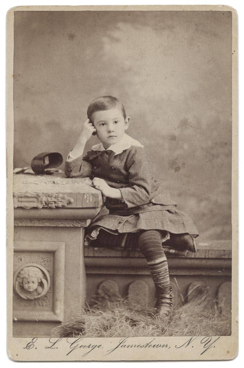 Cabinet card – boy with stereoscope