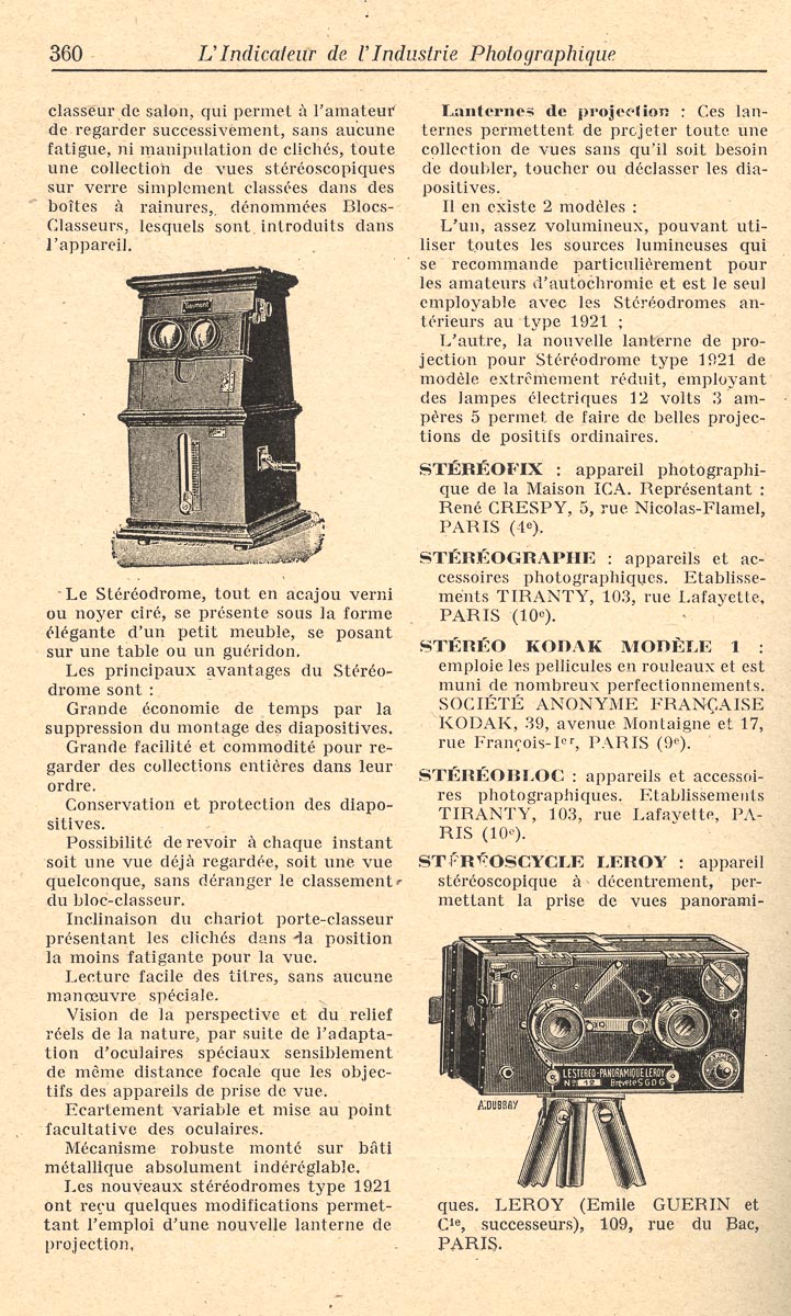 L'Indicateur de L'Industrie Photographique 1922