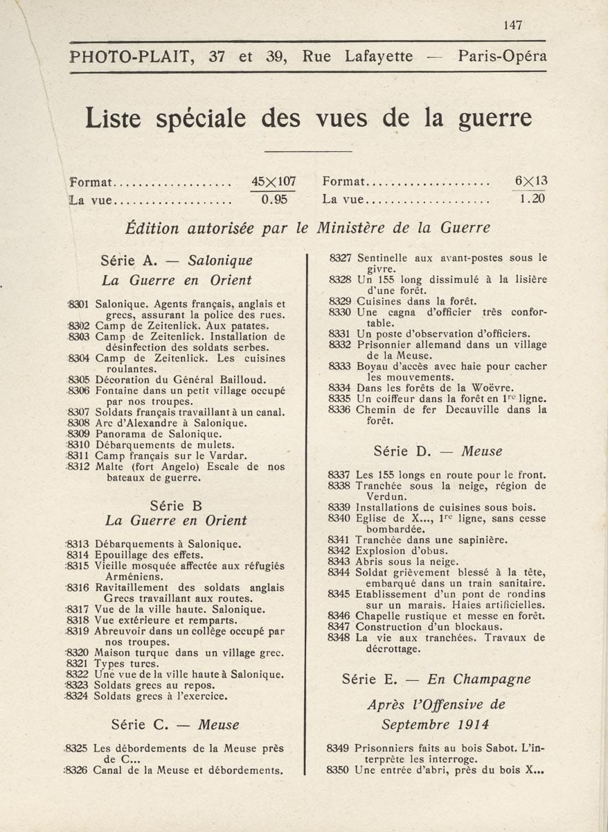 Photo-Plait Catalogue Général 1918-1919