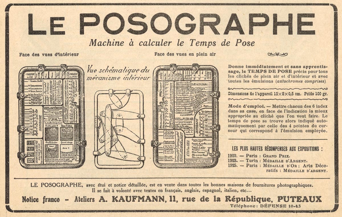 Posographe advertisement in Photo-Revue from from November 15, 1928