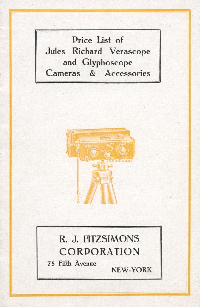 Price List of Jules Richard Verascope and Glyphoscope, Cameras & Accessoiries