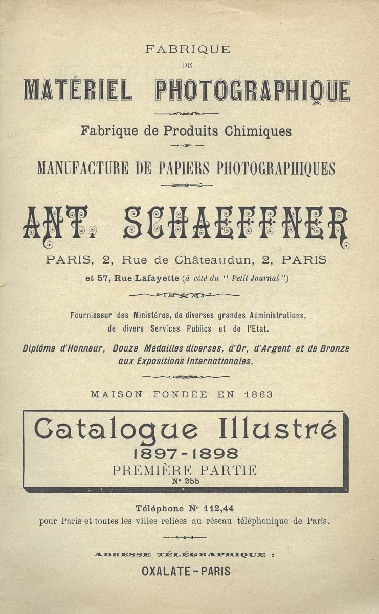 A. Schaeffner - Fabrique de Matériel Photographique et Fournitures Générales pour la Photographie